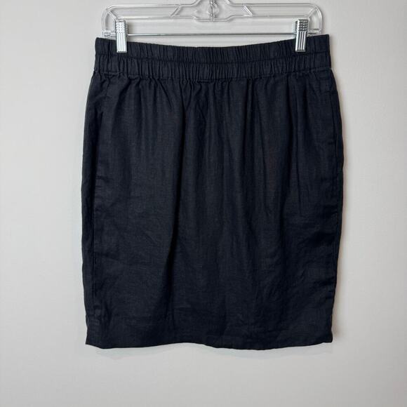 J. Crew Dresses & Skirts - J. Crew Women's 100% Black Linen Pull on Lined Skirt Size Medium